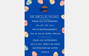 🐣PLANNING DES VACANCES DE PRINTEMPS 🐣