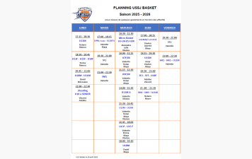 Planning des entraînements 2025-2026