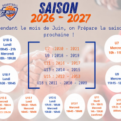 🏀 Entrainements jeunes au mois de juin