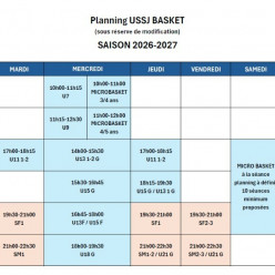Planning des entraînements 2026-2027
